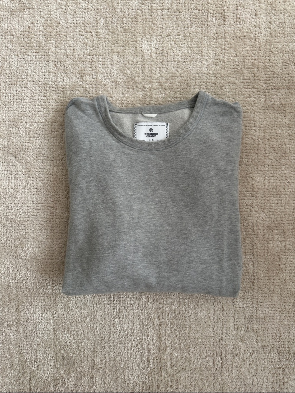 Reigning Champ Crewneck Sweater in Light Gray